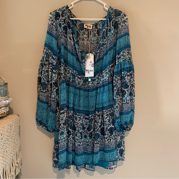 SMYM Sienna Swing Tunic Mini Dress in Blue Paisley - Picture 16 of 16